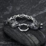 Fenrir Viking Wolf Head Stainless Steel Bracelet