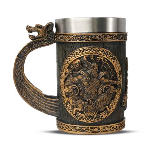 Viking Runes Mjolnir Beer Tankard - 20oz Steel