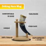 Viking Cow Horn Mug with Wooden Stand