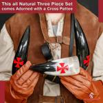 Knights Templar Set of 3 Drinking Horns