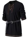 Men's Black Lace-Up Renaissance Pirate Shirt XL