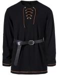 Men's Black Lace-Up Renaissance Pirate Shirt XL