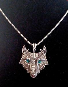 Wolf Pendant Necklace in Stainless Steel - Viking Style