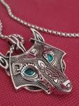 Wolf Pendant Necklace in Stainless Steel - Viking Style