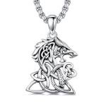 Celtic Knot Necklace with Viking Wolf Design
