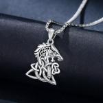 Celtic Knot Necklace with Viking Wolf Design