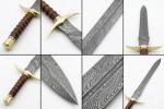 Handmade Viking Damascus Sword with Leather Sheath