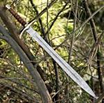 Handmade Viking Damascus Sword with Leather Sheath
