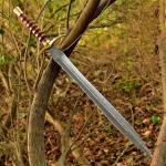 Handmade Viking Damascus Sword with Leather Sheath