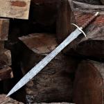 Handmade Viking Damascus Sword with Leather Sheath