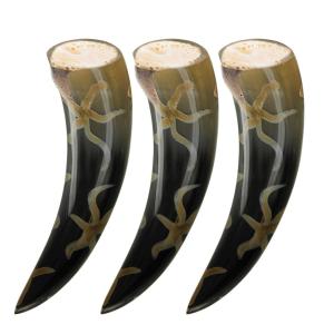 Set of 3 Medieval Buffalo Horn Drinking Cups