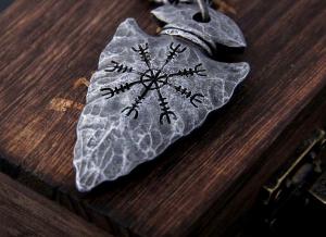 Silver Viking Arrowhead Spear Pendant Necklace 20