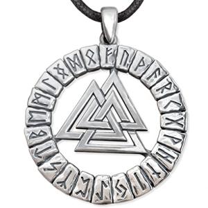Valknut Viking Pendant Necklace in Sterling Silver