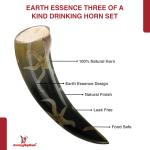 Set of 3 Medieval Buffalo Horn Drinking Cups