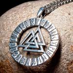 Valknut Viking Pendant Necklace in Sterling Silver
