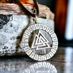 Valknut Viking Pendant Necklace in Sterling Silver