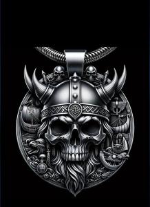 Viking Skull Stainless Steel Pendant Necklace