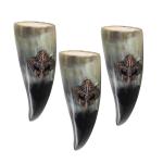 Set of 3 Viking Horn Mugs with Fleur De Lis