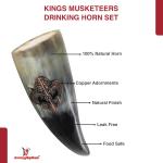 Set of 3 Viking Horn Mugs with Fleur De Lis