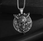 Viking Skull Stainless Steel Pendant Necklace