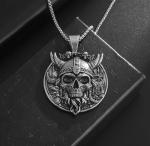 Viking Skull Stainless Steel Pendant Necklace