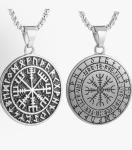 Round Double-Sided Norwegian Viking Compass Pendant