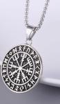 Round Double-Sided Norwegian Viking Compass Pendant