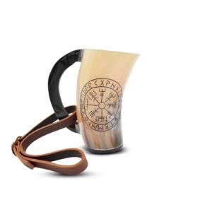 Authentic Viking Drinking Horn Mug with Strap