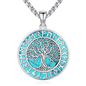 Yggdrasil Tree of Life Turquoise Viking Necklace