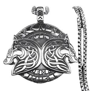 Geri Freki Viking Wolf Necklace in Stainless Steel