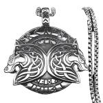 Geri Freki Viking Wolf Necklace in Stainless Steel