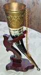 Celtic Norse Drinking Horn with Decorative Stand