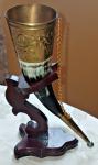 Celtic Norse Drinking Horn with Decorative Stand