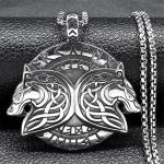 Geri Freki Viking Wolf Necklace in Stainless Steel