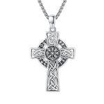 Vegvisir Cross Necklace in 925 Sterling Silver