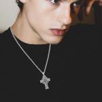 Vegvisir Cross Necklace in 925 Sterling Silver