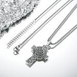 Vegvisir Cross Necklace in 925 Sterling Silver