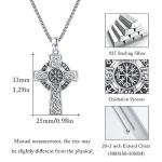 Vegvisir Cross Necklace in 925 Sterling Silver