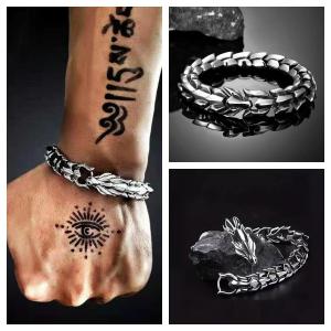 Viking Stainless Steel Dragon Chain Wristband Bracelet