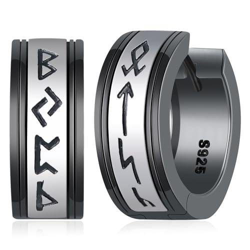 Sterling Silver Viking Hoop Earrings for Him