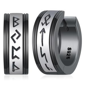 Sterling Silver Viking Hoop Earrings for Him