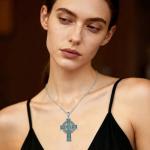 Celtic Cross Necklace in 18K White Gold