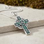 Celtic Cross Necklace in 18K White Gold
