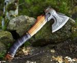 Valknut Viking Hand-Forged Battle Axe – Throwing Hatchet