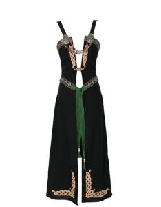 Viking Women's Retro Dress with Apron and Brooch