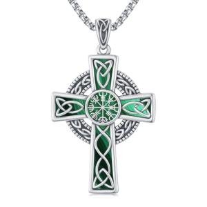 Sterling Silver Viking Vegvisir Cross Necklace