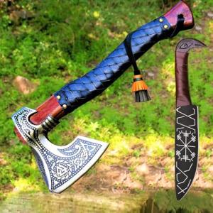 Viking Axe with Knife Sheath – Hand Forged Steel