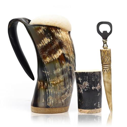 Viking Horn Mug Set for Beer and Coffee