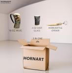 Viking Horn Mug Set for Beer and Coffee