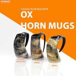 Viking Horn Mug Set for Beer and Coffee